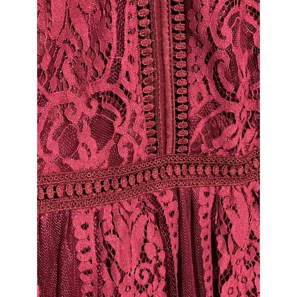 Merokeety Lace Overlay V Neck Dress XL Boho Fairy Cocktail Romantic Feminine NWT - Picture 3 of 11